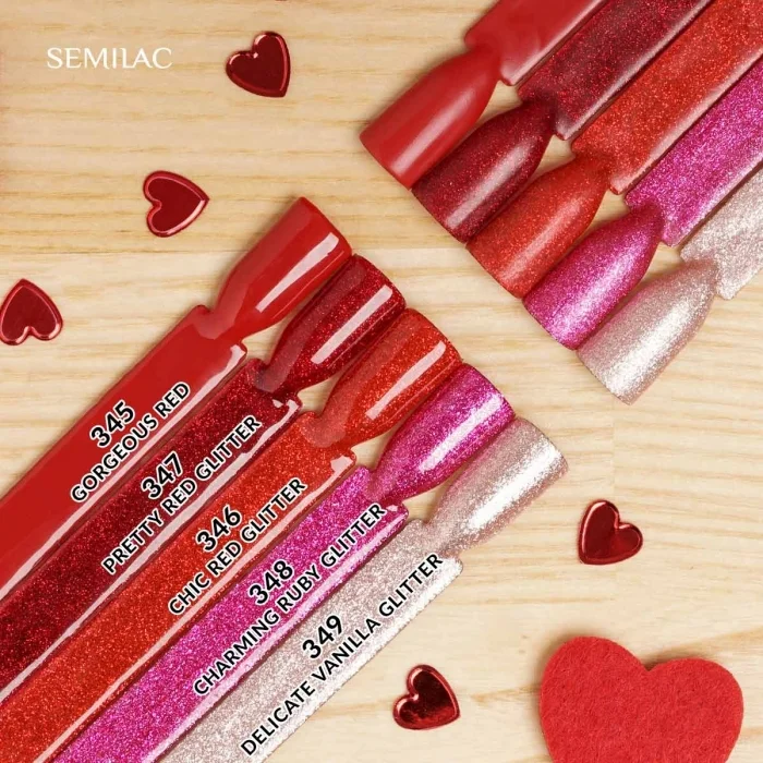 347 Esmalte semipermanente Semilac Pretty Red Glitter7ml