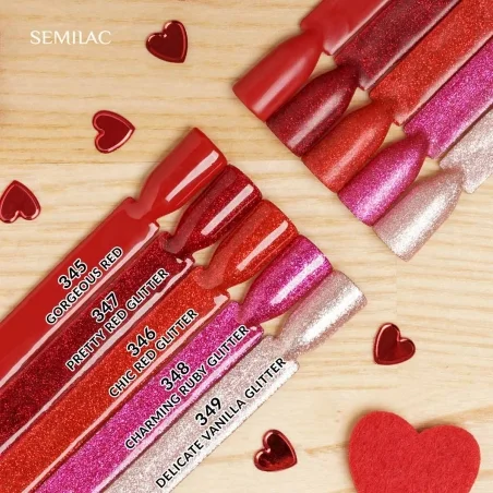 348 Esmalte semipermanente Semilac Charming Ruby Glitter 7ml
